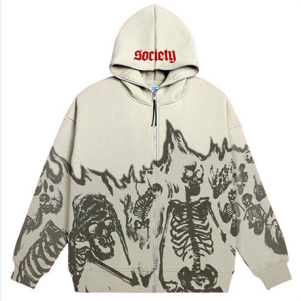 Crazy Skeleton Polyester skull Hoodie Coat – GTHIC