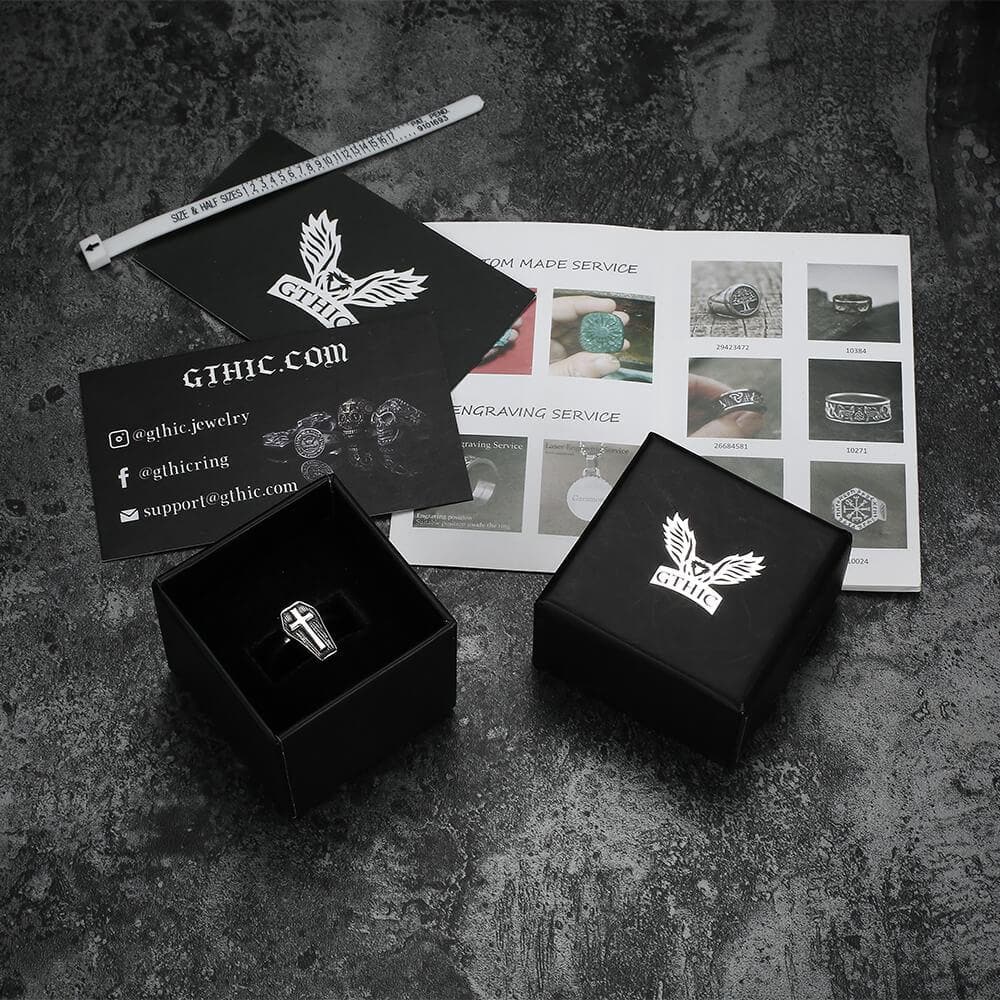 Cross And Coffin Stainless Steel Ring