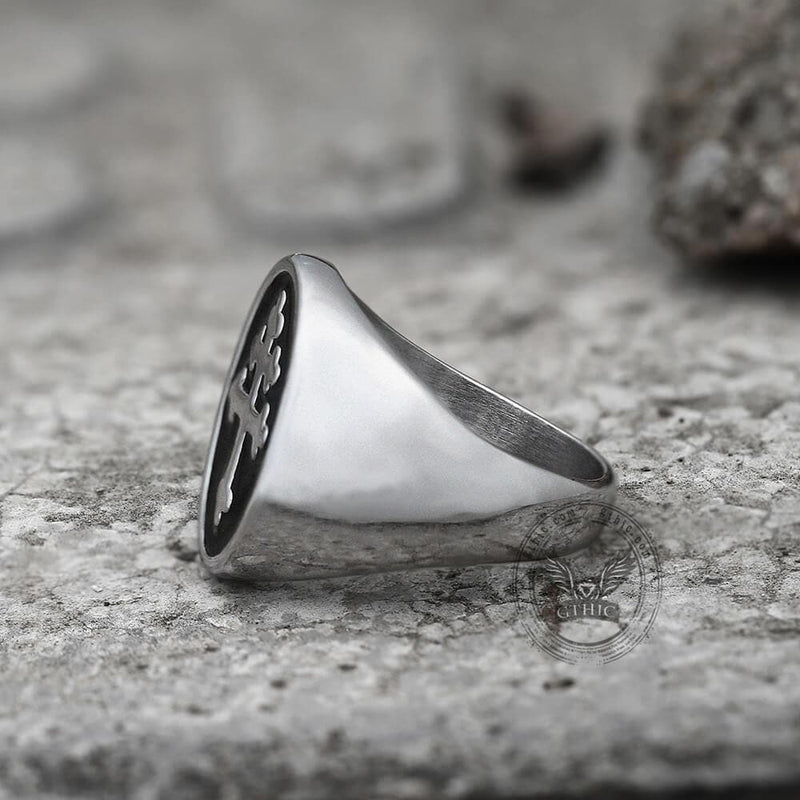 Cross of Lorraine Stainless Steel Masonic Ring | Gthic.com