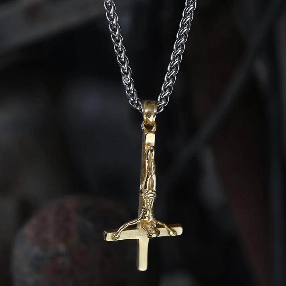 Cross of Saint Peter Stainless Steel Pendant | Gthic.com