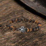 Cross Skull Stainless Steel Men's Bead Bracelet | Gthic.com