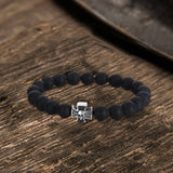 Cross Skull Stainless Steel Men's Bead Bracelet | Gthic.com