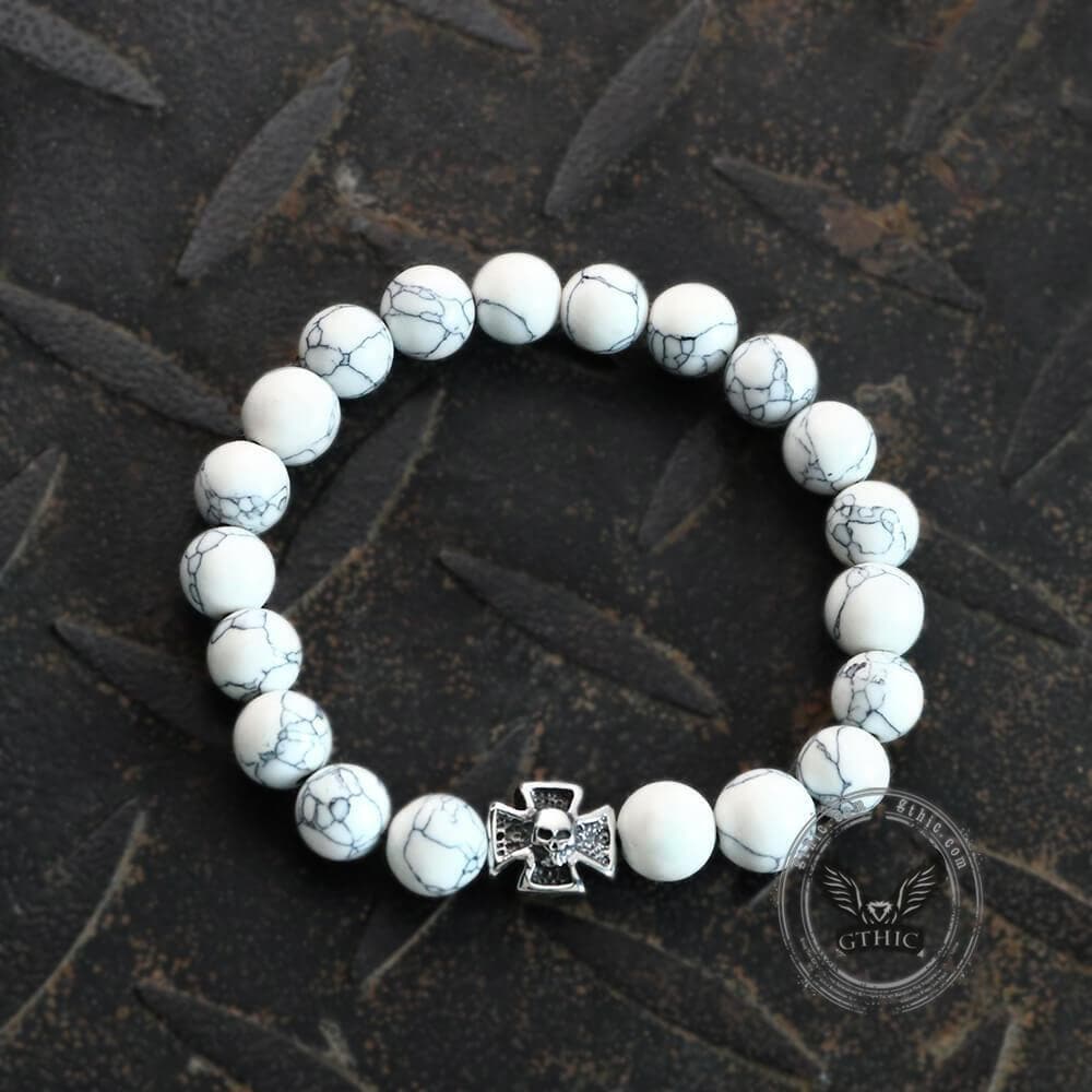 Cross Skull Turquoise Stainless Steel Bracelet | Gthic.com