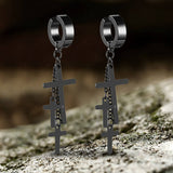 Cross Stainless Steel Clip Hoop Earring | Gthic.com