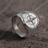 Cross Star Pattern Stainless Steel Ring | Gthic.com