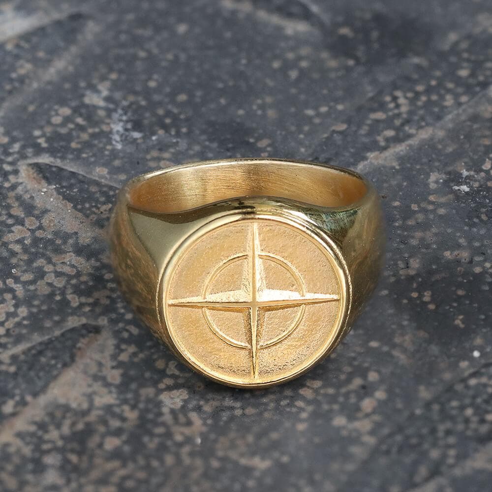 Cross Star Pattern Stainless Steel Ring