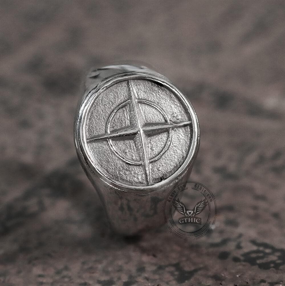 Cross Star Pattern Stainless Steel Ring | Gthic.com