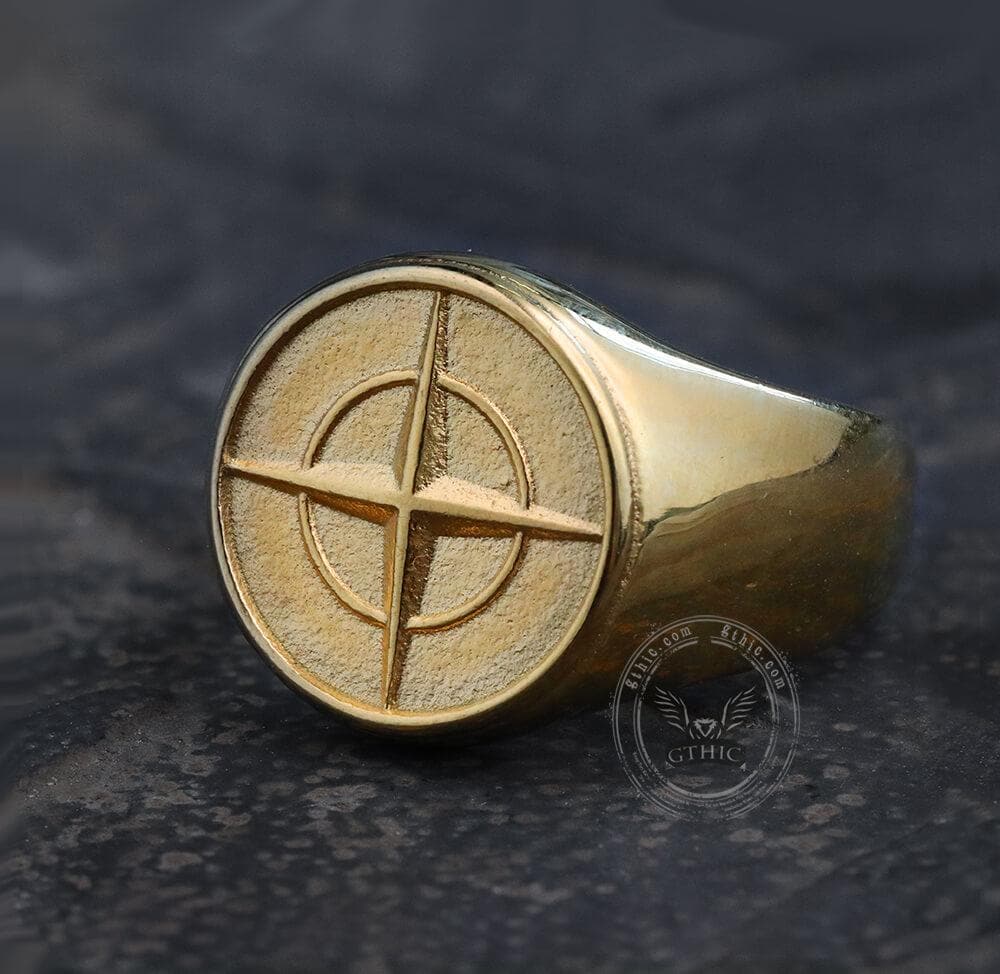 Cross Star Pattern Stainless Steel Ring | Gthic.com