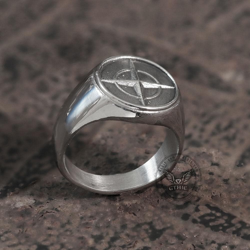 Cross Star Pattern Stainless Steel Ring | Gthic.com