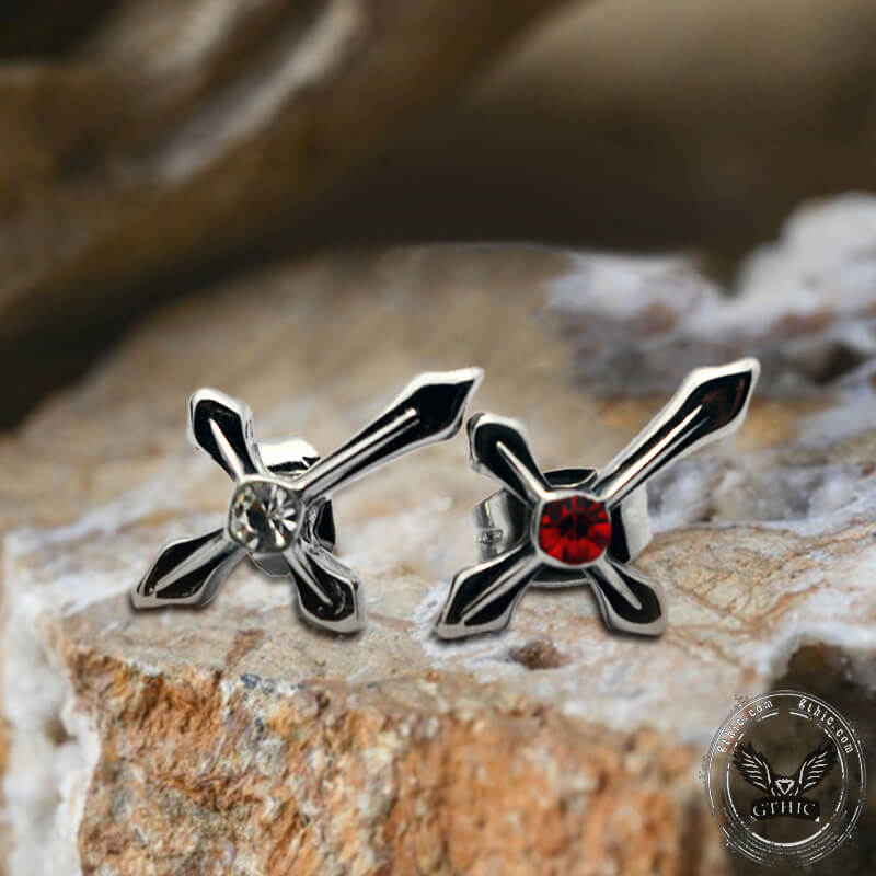 Cross Zircon Stainless Steel Stud Earring | Gthic.com