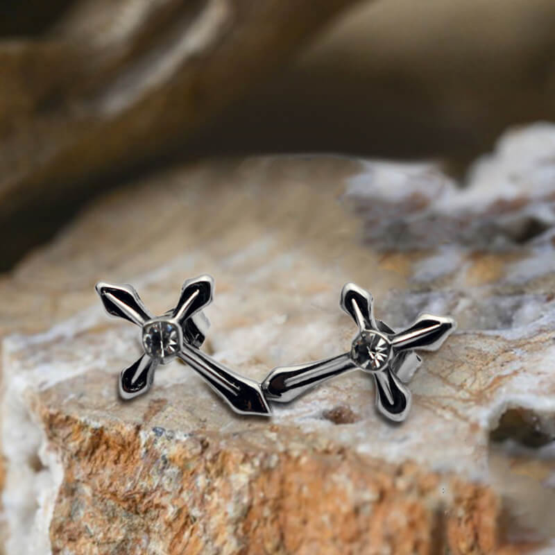 Cross Zircon Stainless Steel Stud Earring | Gthic.com