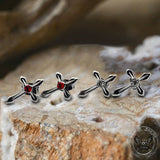 Cross Zircon Stainless Steel Stud Earring | Gthic.com