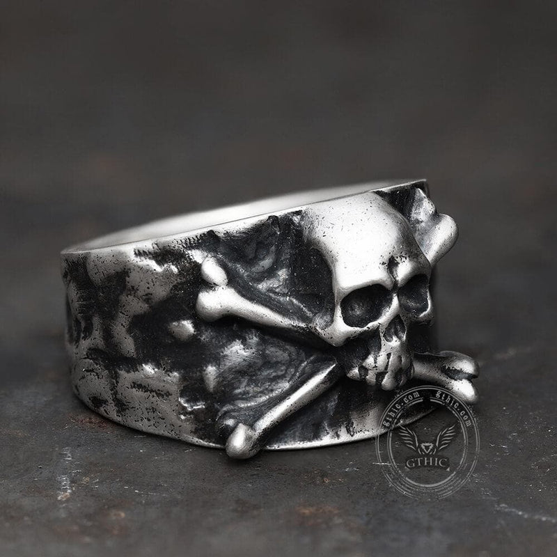 Crossbones Pirate Sterling Silver Skull Ring – GTHIC