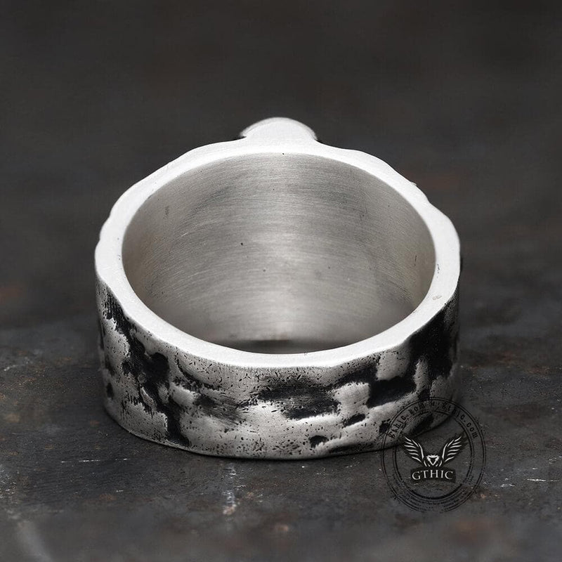 Totenkopf-Ring aus Sterlingsilber mit gekreuzten Knochen und Piraten