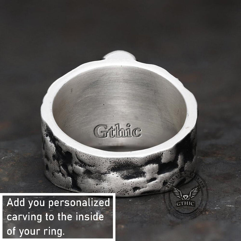 Totenkopf-Ring aus Sterlingsilber mit gekreuzten Knochen und Piraten