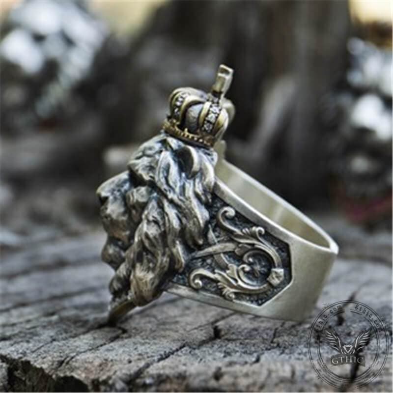 Crown Lion King Sterling Silver Ring
