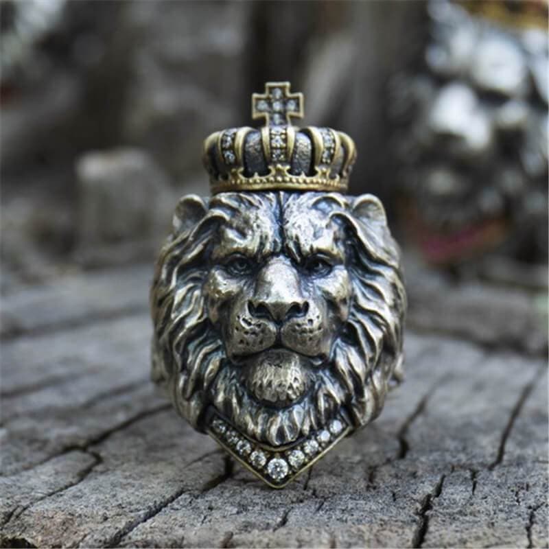 Crown Lion King Sterling Silver Ring | Gthic.com