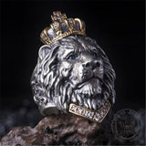 Crown Lion King Sterling Silver Ring