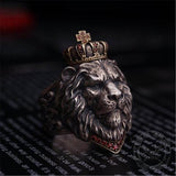 Crown Lion King Sterling Silver Ring | Gthic.com