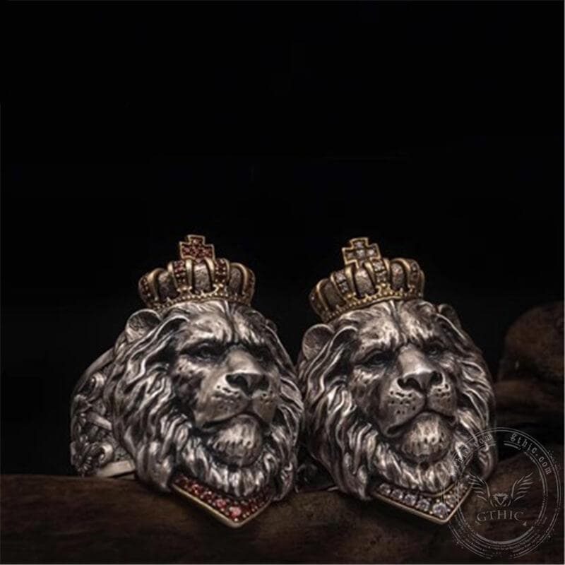 Crown Lion King Sterling Silver Ring