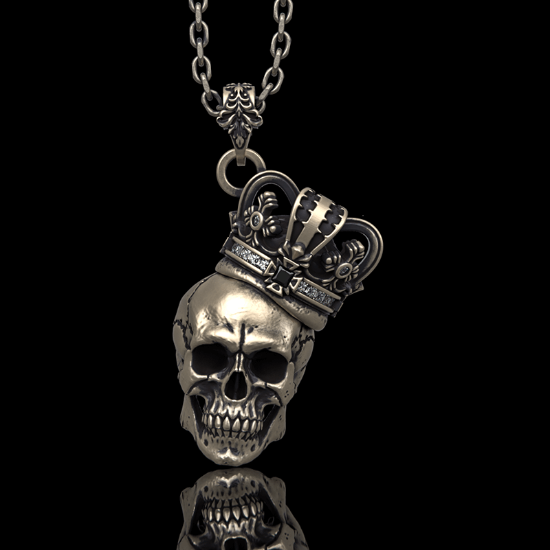 Crown Skull Sterling Silver Pendant | Gthic.com