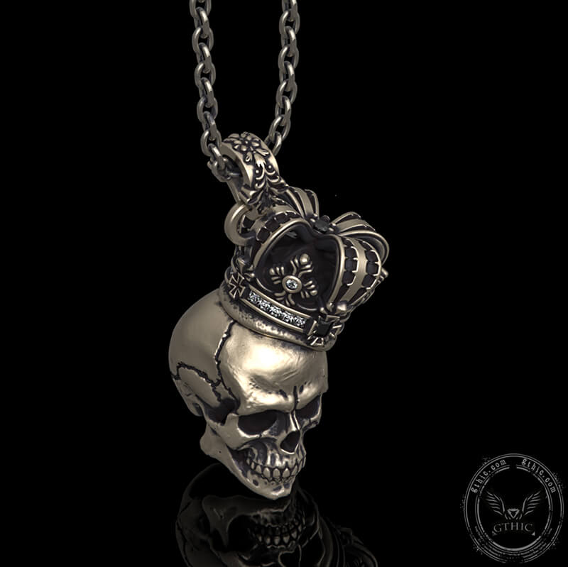 Crown Skull Sterling Silver Pendant | Gthic.com