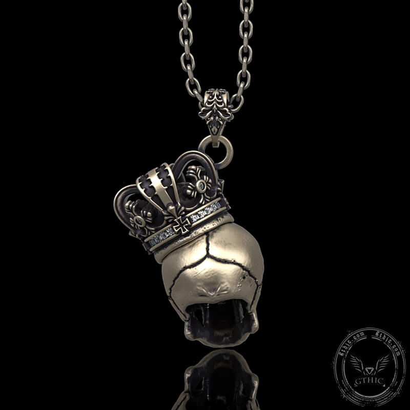 Crown Skull Sterling Silver Pendant | Gthic.com