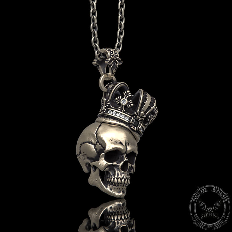 Crown Skull Sterling Silver Pendant | Gthic.com