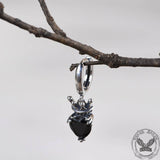 Crowned Black Heart Sterling Silver Hoop Earrings | Gthic.com