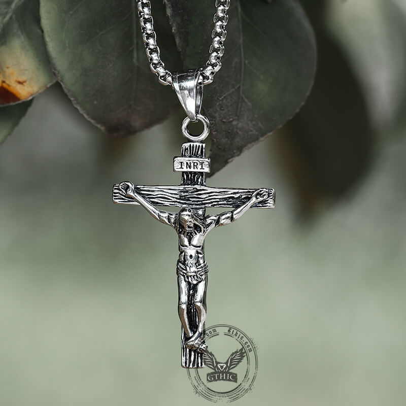 Crucifixion of Jesus Stainless Steel Cross Pendant | Gthic.com