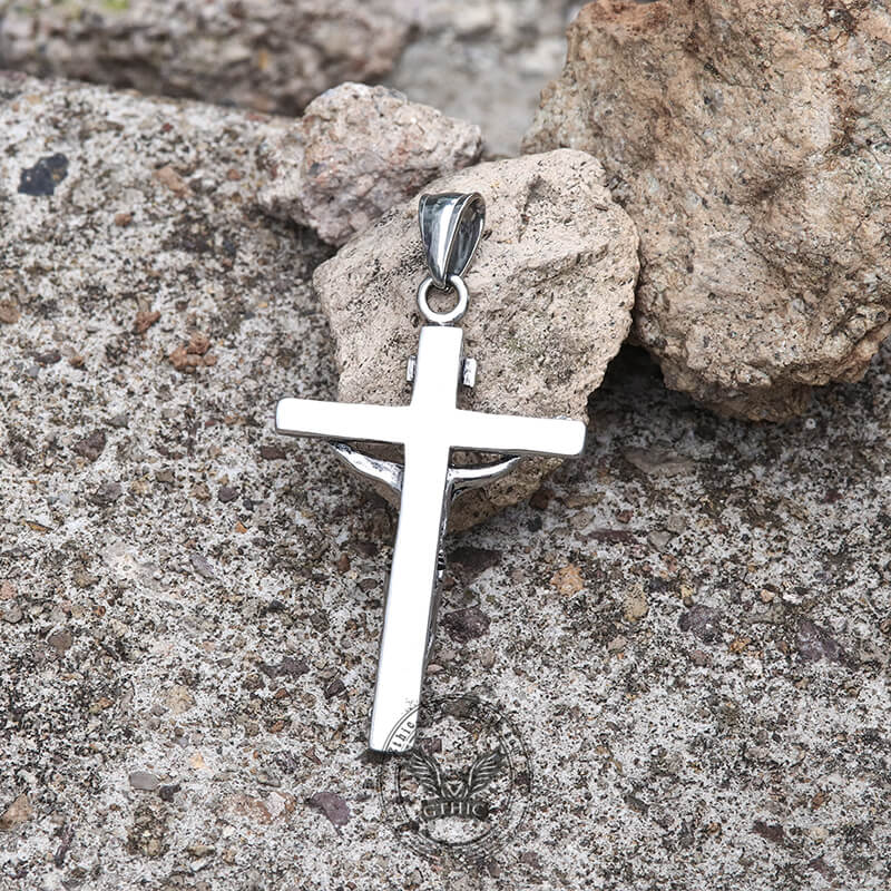 Crucifixion of Jesus Stainless Steel Cross Pendant | Gthic.com