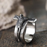 Crucifixion of Jesus Stainless Steel Cross Ring | Gthic.com
