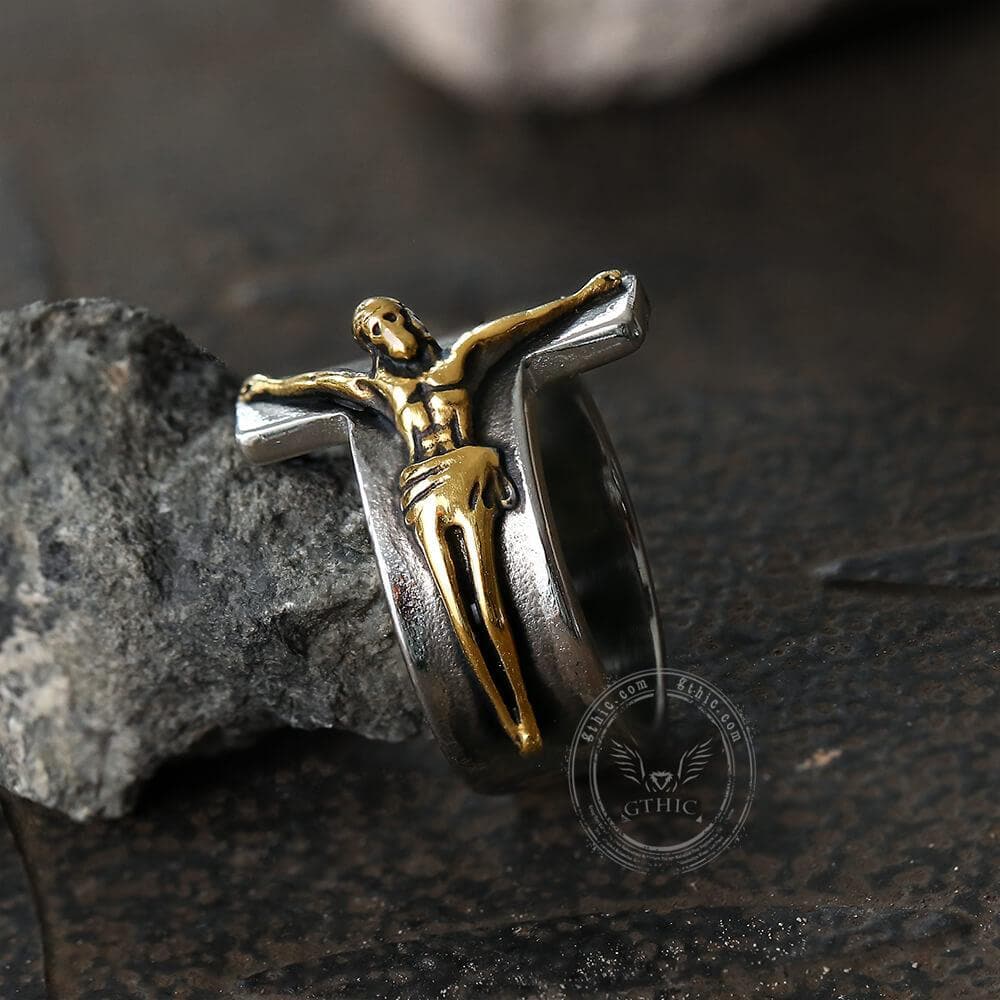 Crucifixion of Jesus Stainless Steel Cross Ring – GTHIC