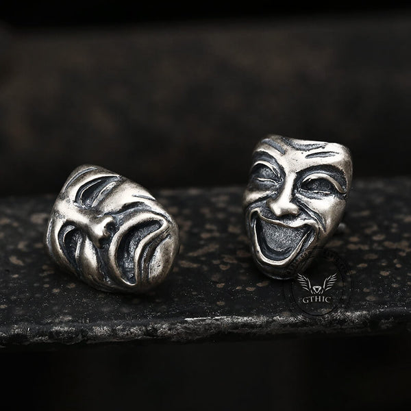 Crying and Smiling Faces Sterling Silver Stud Earrings