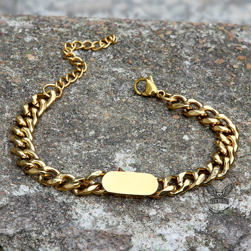 Cuban Classic Stainless Steel Bracelet 02 gold | Gthic.com