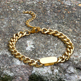 Cuban Classic Stainless Steel Bracelet 01 gold | Gthic.com