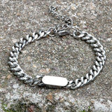 Cuban Classic Stainless Steel Bracelet 01 silver | Gthic.com