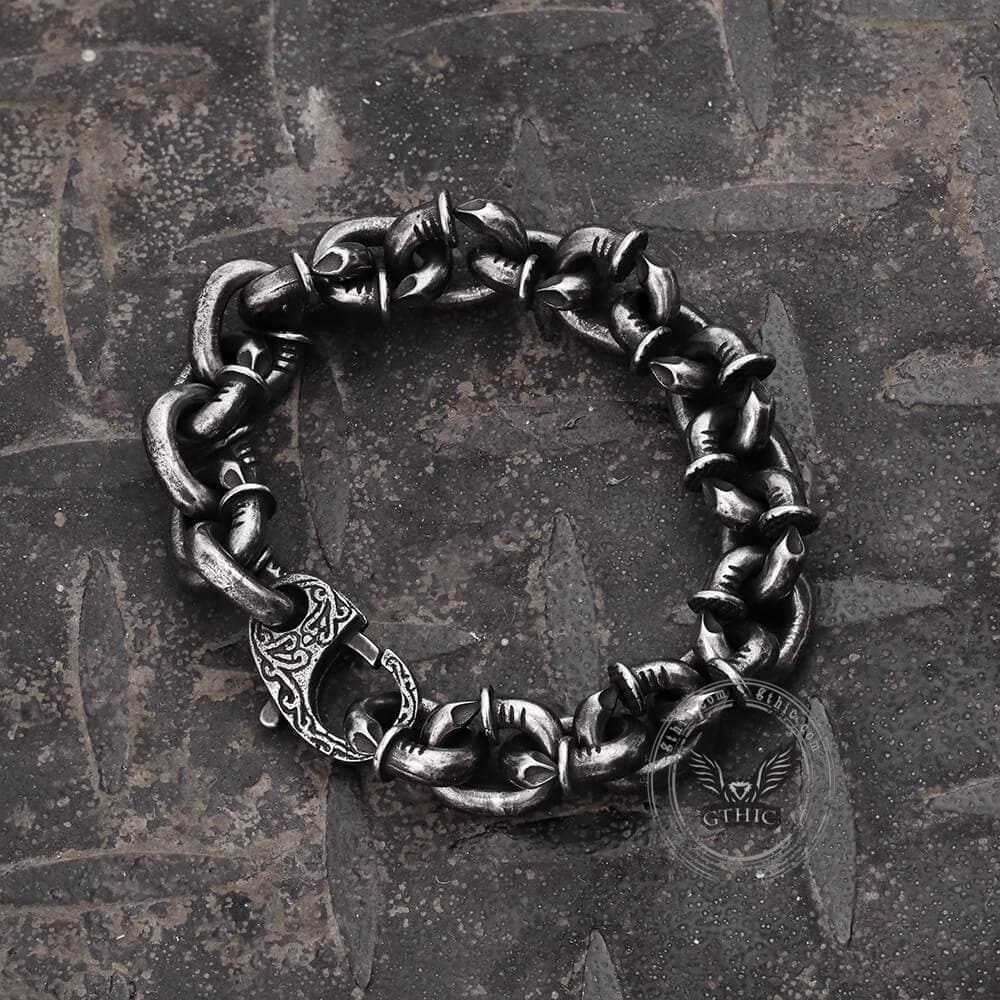 Curved Nail Stainless Steel Bracelet