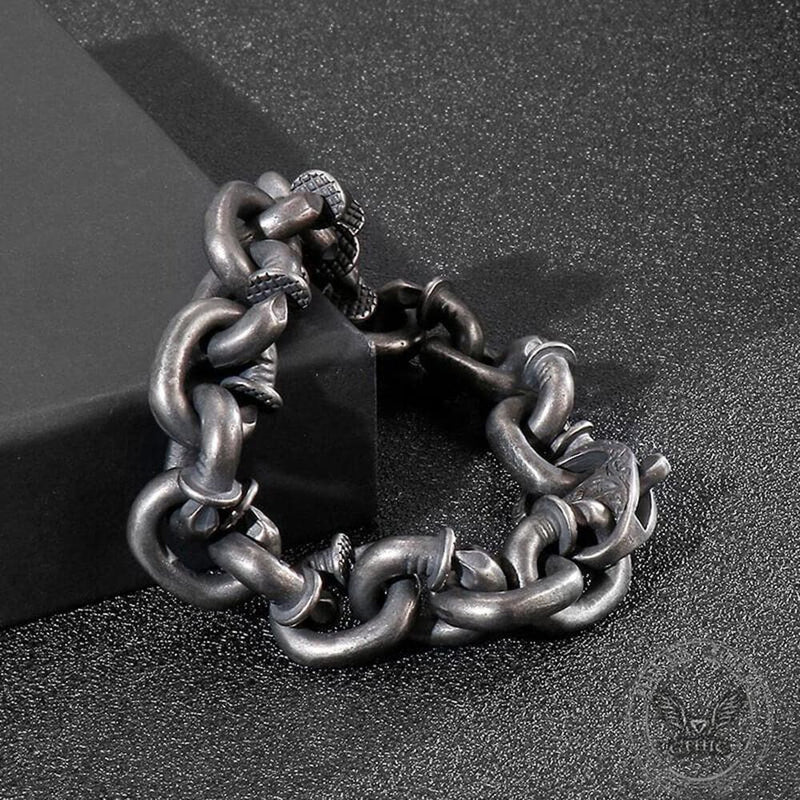 Men's Curved Link Stainless Steel Bracelet