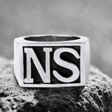 Custom Double Letter Initial Sterling Silver Ring