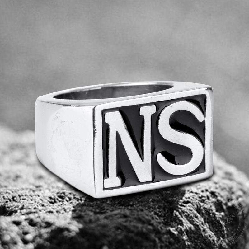 Custom Double Letter Initial Sterling Silver Ring
