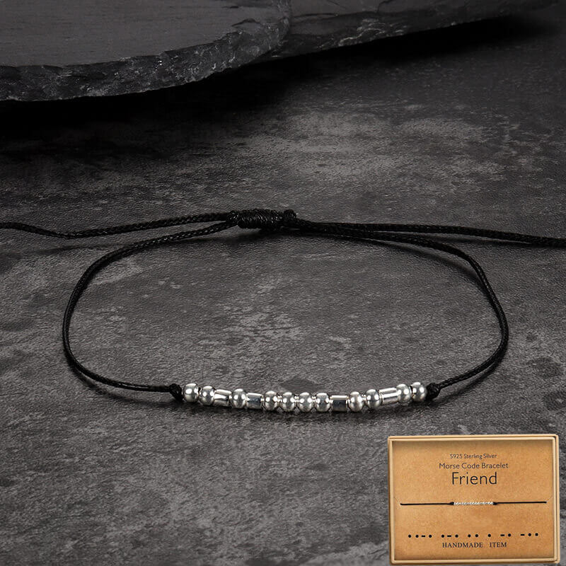 Custom Morse Code Sterling Silver Bracelet