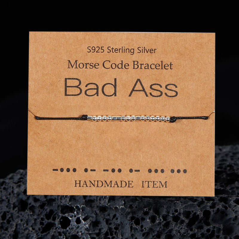 Bad Ass Morse Code Sterling Silver Bracelet