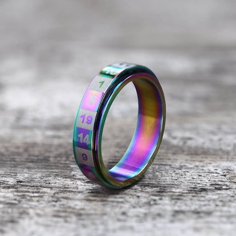 D20 Random Number Stainless Steel Spinner Dice Ring | Gthic.com