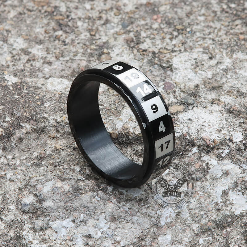 D20 Random Number Stainless Steel Spinner Dice Ring | Gthic.com