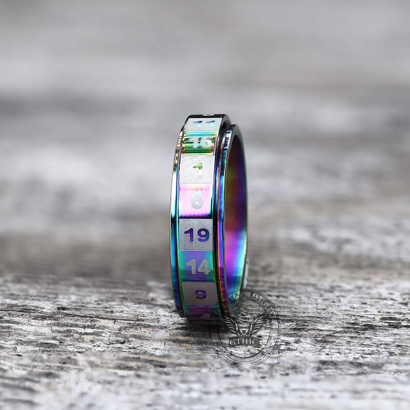 D20 Random Number Stainless Steel Spinner Dice Ring | Gthic.com