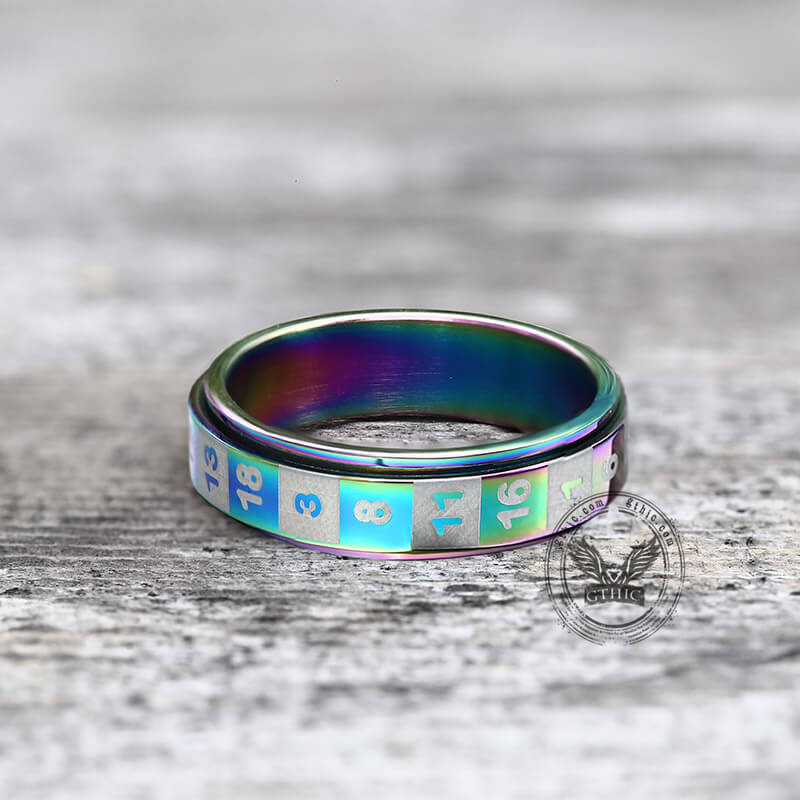 D20 Random Number Stainless Steel Dice Spinner Ring for Anxiety – GTHIC