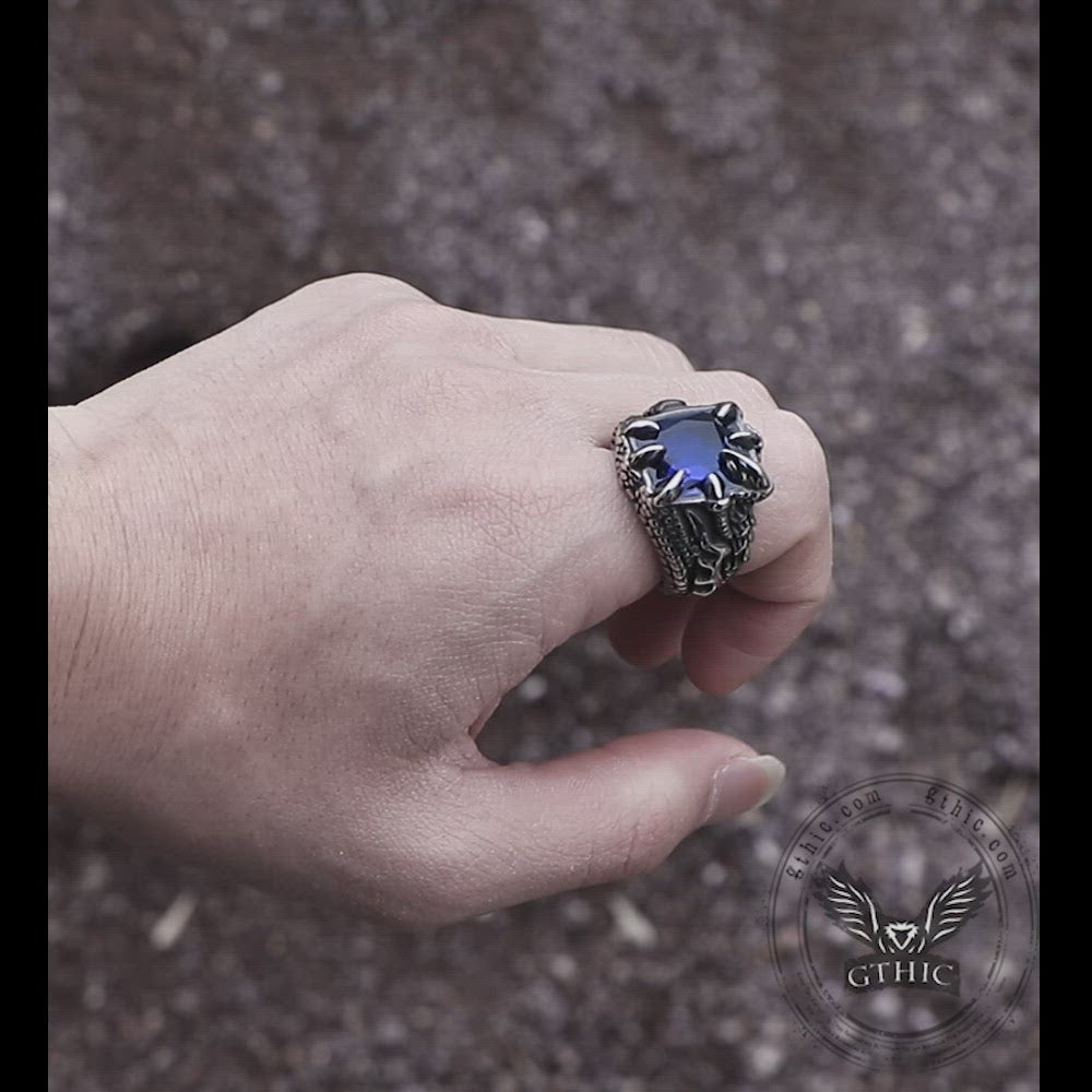 Cool Dragon Claw Stainless Steel CZ Ring