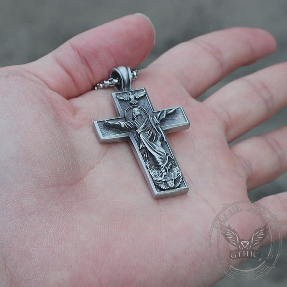 Resurrected Jesus Pure Tin Cross Necklace