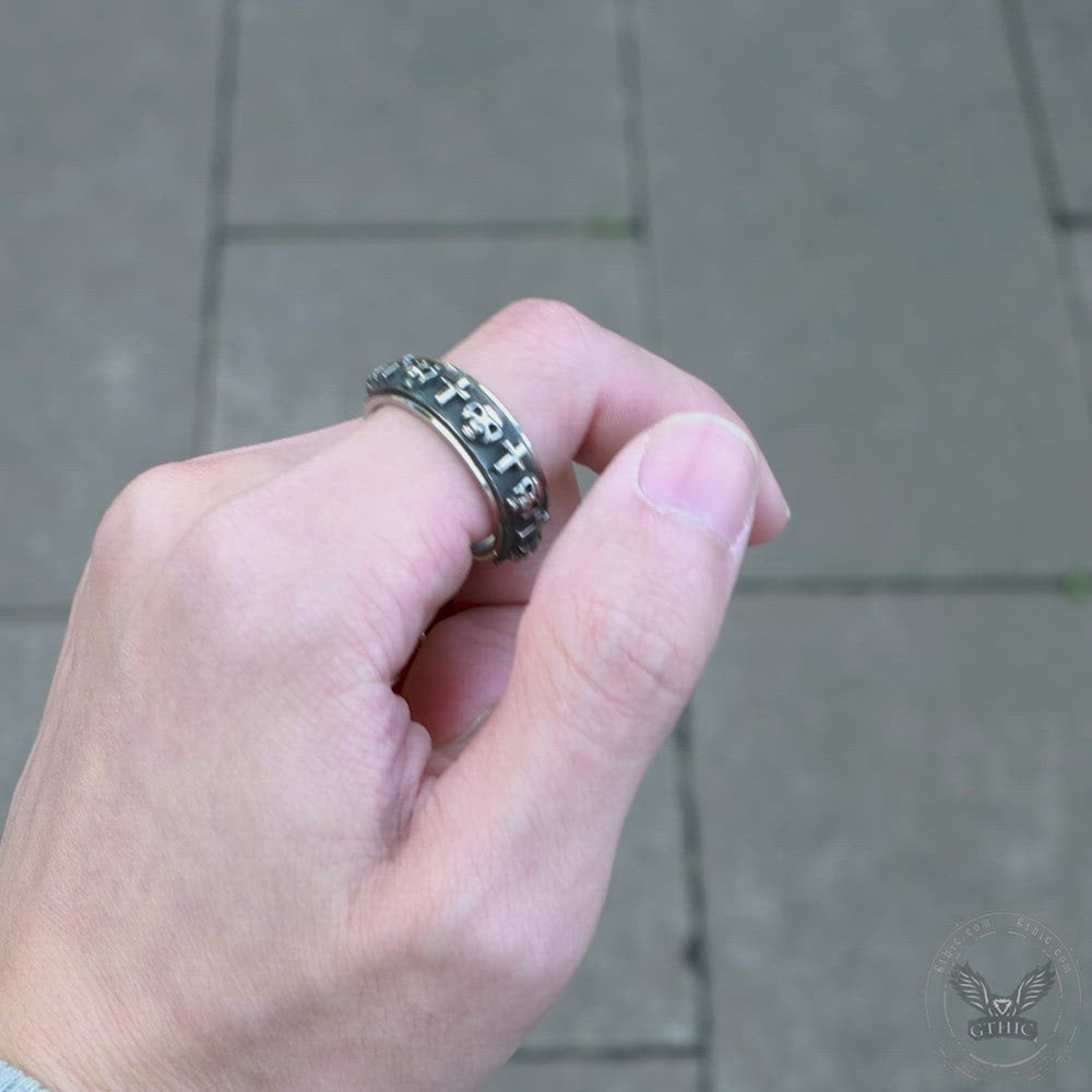 Skull Cross Stainless Steel Spinner Ring